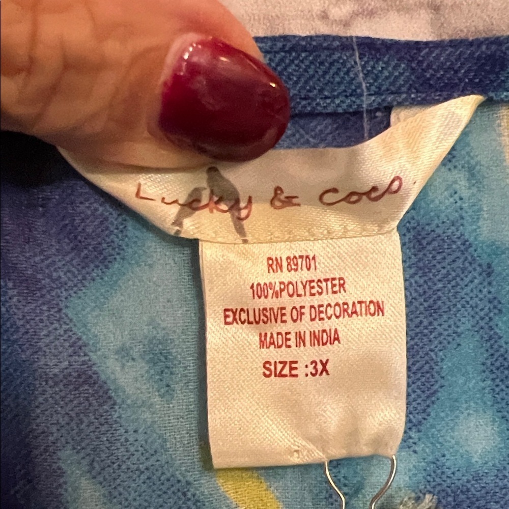 LUCKY & COCO NWT Kaftan Womens 3X Blue Water Embellished
Gemstone Beach Wear - Picture 4 of 15